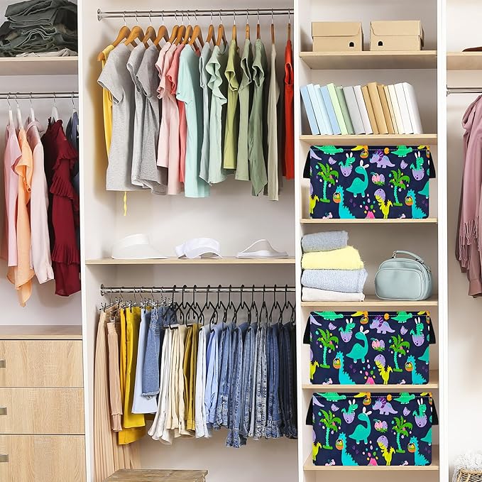 FUULOXE Storage Bin for Shelves Rectangle Closet Baskets Foldable Box with Handles Storage Bins, Storage Boxes for Home Office Car Dormroom