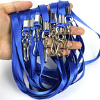 Beebel Blue Lanyards 100 Pcs Lanyard for Id Badges Flat Lanyard with Badge Clip with J-Hook
