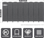 Cocosica 8 Panel Room Divider,6Ft Folding Privacy Screen,Tall - Extra Wide Foldable Panel Partition Wall Divider with Diamond Double-Weaved Hand-Woven Design Room Screen Divider