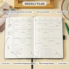 Crein Lynh 2025-2027 Premium Planner, Weekly & Monthly Calendar Planner with Budget & Goal Setting, January 2025 – December 2027, Tabs, Inner Pocket, Daily Journal Organizer for Women, A5, Black