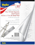 Helix - 100% Rag Vellum Paper Pad - 1 Inch Equals 10x10 Grid - 8.5 Inch x 11 Inch - 50 Sheet Pad - Acid-Free - Drafting, Art, Sketching and Tracing