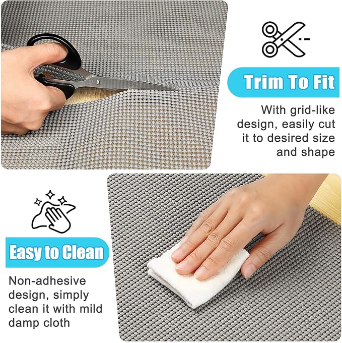 Songrey Non-Adhesive Drawer and Shelf Liner, Non Slip Cabinet Liners, Protect Kitchen Cupboard, Bathroom Drawers, Breathable, Thick Strong Grip mat (12IN x 10FT, Dark Gray)