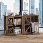 JOINICE,Printer Stand with Storage,File Cabinet with Socket and USB Charging Port,Farmhouse Paper Shredder Stand Rack with Slide-Out Shelf,Walnut