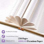CAGIE Elegant Gold-Edged Journal for Women – Aesthetic Vegan Leather A5 Notebook, 256 Pages 100GSM Thick Paper Hardcover Diary, Gift Journals for Writing
