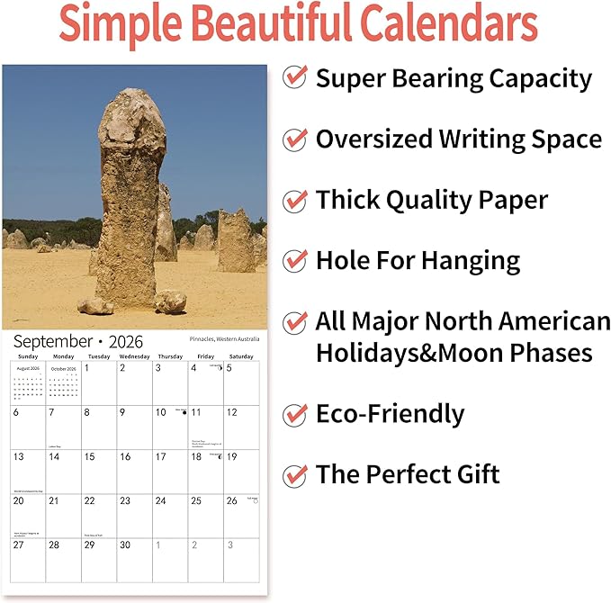 Gag Gifts 2026 Funny Wall Calendar, Natures Calendar for White Elephant Gifts with Thick Paper, November 2025 - December 2026, 14 Monthly Planner Organizer with Nature D'ck Pics, 12" x 24" Opened