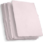Wanderings Handmade Pink Deckle Edge Blank Paper - 4x6 - Pack of 50 - Watercolour/Mixed Media Paper - Save The Date Invitations Greeting Cards Notes DIY Arts Crafts - Thick 150 GSM