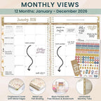 bloom daily planners HARDCOVER 2026 Planner (January to December) - 8.5” x 11” Weekly & Monthly Dated Agenda Organizer Book with Stickers & Tabs - Butterfly Garden