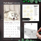 MICASA PRESS Pooped Puppies 2026 Wall Calendar 12 Month | 12" x 24" Open | Thick & Sturdy Paper | Holiday Gift | Cute Funny Puppy Dog Calendar 2026