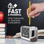 Battery-Operated Electric Pencil Sharpener for Kids, School, Home, Office - for No. 2 Pencils and Colored Pencils