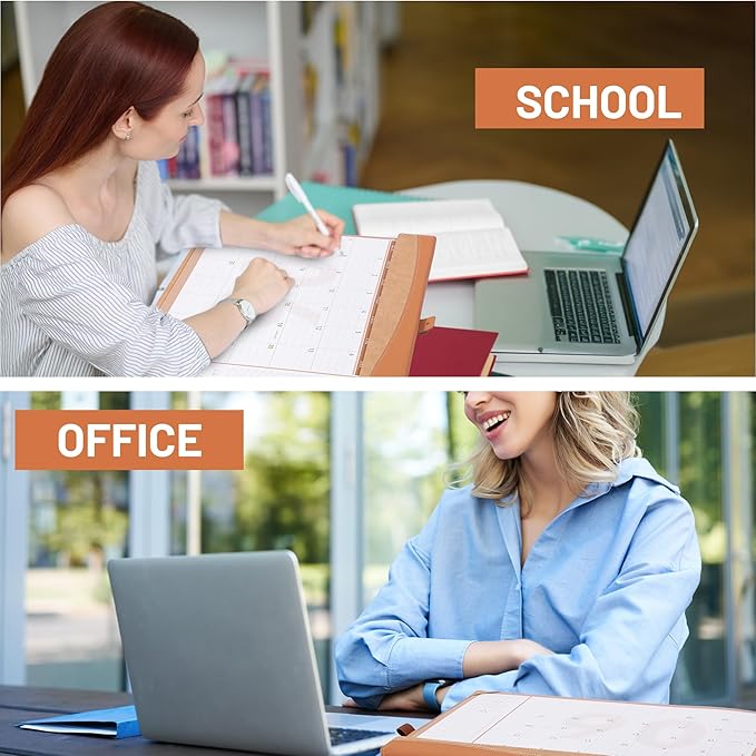 Yoment Desk Calendar 2026, Jan 2026-Dec 2027, 2026 Desk Calendar Large 17 x 12, 2026 Calendar with Plastic Cover, Pockets, to-Do Lists, Desktop Wall Calendar 2026-2027 for Office School Home, Brown
