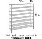Regal Altair 18" Deep x 72" Wide x 74" Height Wire Shelving Kit | 8-Tier | NSF Commercial Storage Rack Unit