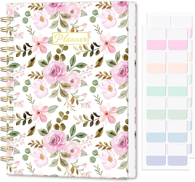 Undated Weekly and Monthly Planner – 12-Month To Do List Notebook Organizer with Goal & Habit Tracker, Monthly Calendar, Spiral Productivity Journal Ideal for Work, School & Home, 6.5" x 8.5", Rose