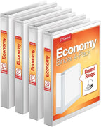Cardinal Economy 3 Ring Binder, 2 Inch, Presentation View, White & Cardinal 1.5 Inch 3 Ring Binder, Round Ring, White, 4 Pack & Cardinal Economy 3 Ring Binder, 1 Inch, Presentation View, White