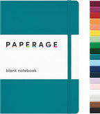 PAPERAGE Blank Journal Notebook, (Turquoise), 160 Pages, Medium 5.6 in x 8 in - 100 GSM Thick Paper – Hardcover Journaling Notebook for Work, School, Note Taking or Sketching
