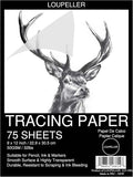 LOUPELLER 9” x 12” Tracing Paper Pad – 75 Sheets of 32lb 50g – Wrinkle Free Highly Transparent Tracing Paper for Drawing – Works with Pen, Pencil & Marker – for Artists, Architects & Kids