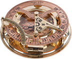 Brass Sundial Compass in Leather Case – Unique Nautical Gifts for Men, Antique Sailing Anniversary Gadget, Maritime Pocket Watch Clock, Nautical Decor for Him