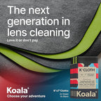 Koala Lens Cleaning Cloth | Japanese Microfiber | Glasses Cleaning Cloths | Eyeglass Lens Cleaner | Eyeglasses, Camera, VR/AR Headset, and Screen Cleaner | Black & Green (Pack of 6)