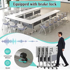 Conference Table,55.1''Folding Conference Room Table for 4-12 People,Mobile Flip Top MeetingTraining Table with Different Coulor and Styles for Offices, Classrooms,Meeting Room (4, 61''B)