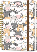 DHGPTS Spiral Journal Notebook, A5 Cute Notebooks for Women Men, College Ruled Hardcover Notebook for Work & Note Taking, 60 Pages Double-Wire Journals for Writing, Cute Gentle Cats