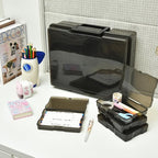 Haundry Photo Storage Box with 16 Inner 4" x 6" Photo Case, Portable Storage Organizer with Handle Craft Keeper for Picture, Stickers, Stamps, Screws, Hair Clips, Black