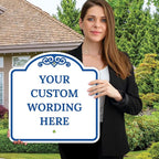 Custom Decorative Sign, Personalized Metal Sign for Business, Driveway, Home, Airbnb, Office Door Plaque, White Background 18x18 Inches, ACM, Fade Resistant, Made in USA