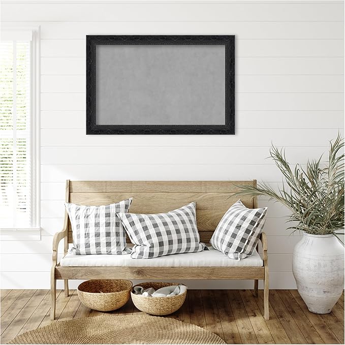 Amanti Art Black Framed Magnetic Board 24x36 Large Vision Board for use with Magnets, 100% Metal Sheet to Display Items as Office Decor or for Home Organization in mudroom, Kitchen or Kids Room