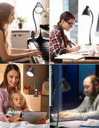 BOHON Desk Lamp 5 Color Modes 10 Brightness Dimmer Reading Light 10W 38 LED Clamp Lamp with Auto Off Timer 360° Flexible Neck Clip on Light for Bed Bedside, AC Adapter Include