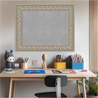 Amanti Art Silver Framed Magnetic Board 25x31 Medium Vision Board for use with Magnets, 100% Metal Sheet to Display Items as Office Decor or for Home Organization in mudroom, Kitchen or Kids Room