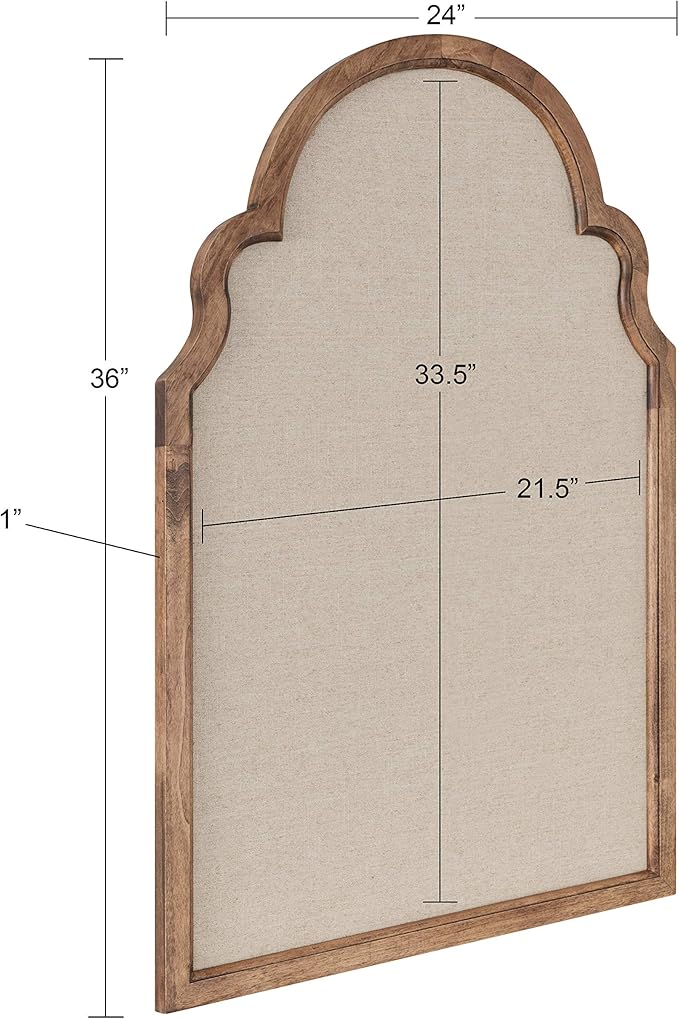 Kate and Laurel Hogan Farmhouse Framed Arch Fabric Pinboard, 24 x 36, Natural Rustic, Decorative Bulletin Board for Wall