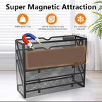 KZWKRG 4 Tier Magnetic File Holder, Large Capacity Mesh Hanging Wall Organizer Vertical Magnetic Hanging File Organizer, Magnetic File Folder Holder for File Cabinets, Office, Whiteboard (Black)