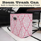 Fozxsvg Pink 4.5 Gallon Fabric Trash Can, Waterproof Cute Waste Basket, Decorative Trash Bin for Bedroom, Office, Living Room, Kitchen