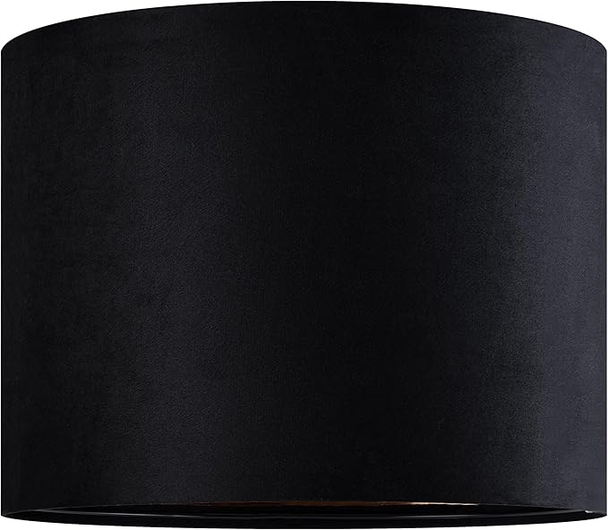 GO&SO Black Velvet Lamp Shades - 13" Top x 13" Bottom x 10" High(Spider) Medium Drum Lampshades - Traditional Fabric Lamp Shade for Table Lamps - Replacement Lampshade - Assembly Required