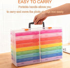 Photo Storage Box 5 x 7 Inches, 18 Inner Extra Large Photo Boxes with Dividers, Colorful Acid-Free Photo Storage Containers with Handle, Photo Organizer Craft Keeper for Photo, Craft, Stamp etc