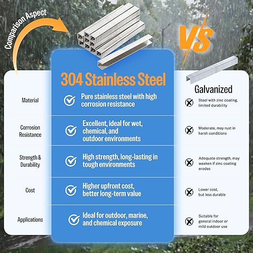 meite 21 Gauge 1/2-inch Crown Upholstery Staples, 304 Stainless Steel with 1/4-inch Leg Length, Heavy Duty Staples for Staple Gun MT8016 (10 Boxes)