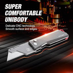 FLISSA Advanced Titanium Utility Knife, CNC Unibody, Lightweight All Metal Folding Box Cutter, Quick Change Blade Razor Knife,Ideal Gifts for Men Women, with 10 Extra Blades