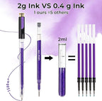 ZSCM Retractable Glitter Gel Pens, 12 Colors Large Capacity Purple Glitter Metallic Gel Ink Pens, 1 mm Fine Point Smooth Writing Color Pens for Adult Coloring Book Note Taking Aesthetic Art Supplies
