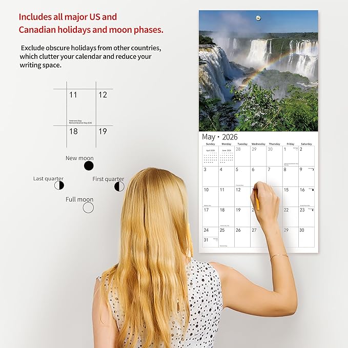 2026 Wall Calendar,Calendar 2026, July 2025 - December 2026, Wall Calendar Mystic Falls, 12" x 24" Opened,Full Page Months Thick & Sturdy Paper for Gift Perfect Calendar Organizing & Planning