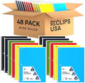 E-CLIPS USA Spiral Notebook, Wide Ruled Notebooks (48 Pack Bulk), 70 Sheets, Single Subject, Notebooks Bulk, 6 Color Assortment, 3 Hole Perforated Sheets (48, Wide Ruled)