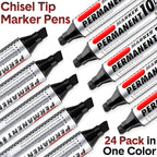 Thenshop 24 Pack Jumbo Permanent Markers Bulk: Large Chisel Tip Permanent Markers Quick Drying Waterproof Pallet Pens for Office Logistics Company and More(Black)