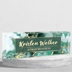 Personalized Name Plate for Desk Custom Acrylic Desk Name Plate Custom Employee Appreciation Gifts Office Gifts for Women, Men, Boss, Coworkers, Teacher, Nurse (Green Phnom Penh Marble)