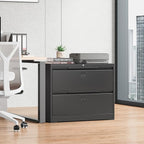 Bestoo 2-Drawer Lateral File Cabinet with Lock, Metal Filing Cabinet for Home Office, Lateral Filing Storage Cabinets, Fits File Folders, Letter/Legal/F4/A4 Sizes, Assembly Required (Black)