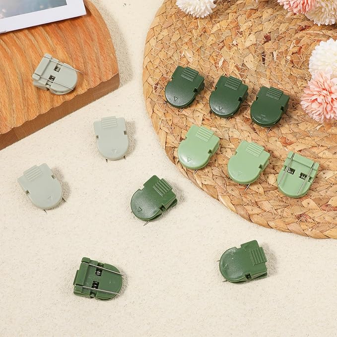 InnoHHustle 12 PCS Cubicle Clips, Fabric Panel Wall Clips Plastic Cubicle Hooks Panel Push Clip Cubicle Wall Accessories for Hanging Pictures Photo Frame Office Notes Memos Messages (Sage Green)