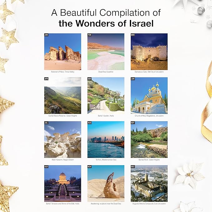 RED EMBER Israel 2026 Wall Calendar 12 Month | 12" x 24" Open | Thick & Sturdy Paper | Holiday Gift | Travel Calendar 2026