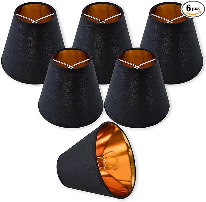 TAaMTYH small lamp shade chandelier shades set of 6，Fabric Lampshade for Wall Lamp，chandelier shades，small table lamps，For Cutting Edge bulbs, Clip-on Fitter Lampshade，3" X 6" X 5"