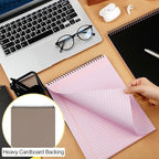 Resurhang 6 Pcs Legal Pad Top Spiral Bound Notebook 70 Sheets Double Sided College Ruled Paper Notepad Memo Steno Pad with Stiff Cover for Business College(8.5 x 11 Inches,No Holes,Pink)