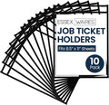 Essex Wares - 10 Pack, Black, Job Ticket Holders, 10" Wide x 13.5" Tall - Clear Plastic Shop Ticket Holders - Easy to Use, Reusable & Easy Erase Plastic Invoice Holders, Water-Resistant & Durable