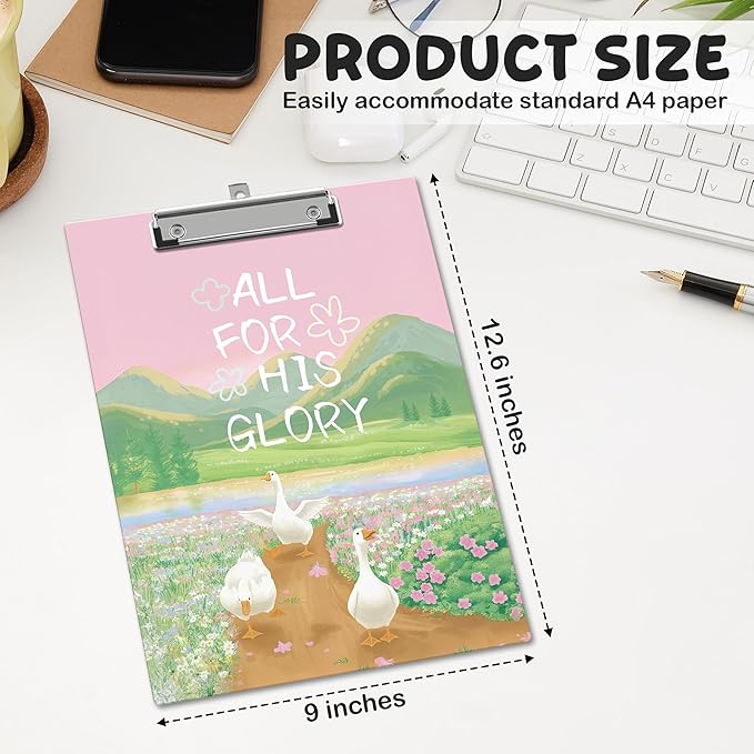 APIILVPQ Silly Goose Clipboard，Bible Verse Clipboards with Low Profile Clip for Office School Use, Christian Wooden Clip Boards for Nurses Teachers Students - B05