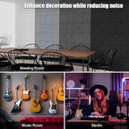 Sonicism 12 Pack X-Lined Acoustic Panels with Self-Adhesive, 12"X 12"X 0.4" Sound Proof Foam Panels, Decorative Soundproof Wall Panels, Sound Absorbing Tile for Home & Offices, White