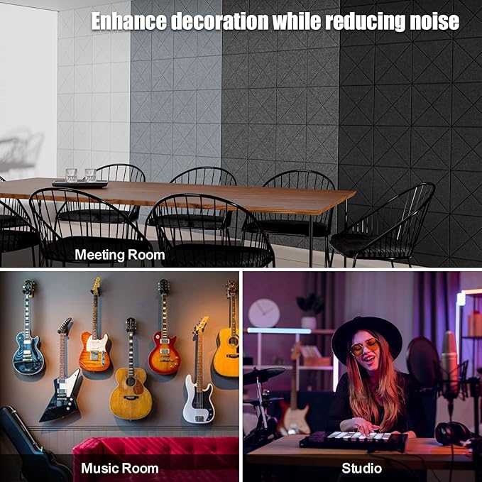 Sonicism 22 Pack X-Lined Acoustic Panels with Self-Adhesive, 12"X 12"X 0.4" Sound Proof Foam Panels, Decorative Soundproof Wall Panels, Sound Absorbing Tile for Home & Offices, White