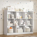 DIYART White Bookshelf, Wood Bookcase with 3 Tier Open Shelves, 10-Cube Minimalist Storage Shelf for Living Room, Bedroom, 55.1" W x 42.5" H
